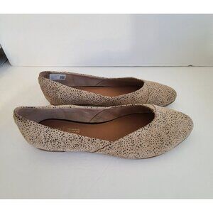 TOMS JUTTI LEOPARD PRINT SUEDE SLIP-ON FLATS SHOES BROWN / BEIGE WOMEN'S pre own